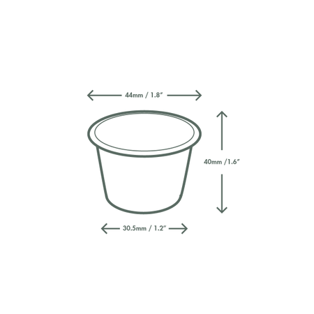 Kraftpapierbehälter für Soße, Dispersion, 30 ml, Durchmesser 44 mm, 50 Stück
