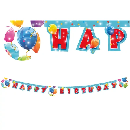 Geburtstagsgirlande aus Papier „Sparkling Balloons“, 2 m, 1 Stück