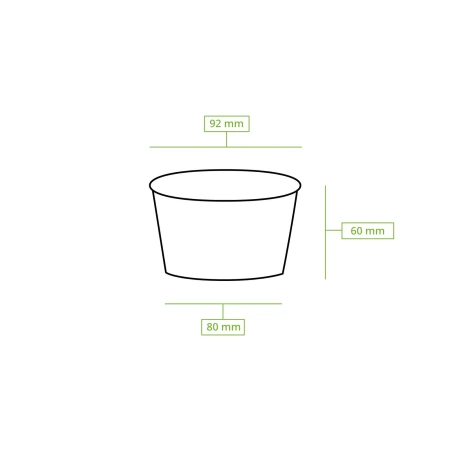 Weißer Pappbecher für Eis, 270 ml, Durchmesser 92 mm, 50 Stück