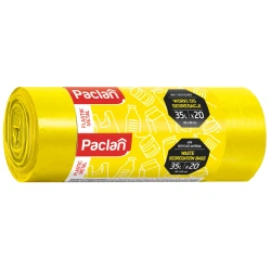 Gelbe Paclan-Säcke zur Mülltrennung (Kunststoff), 35 l, 50 x 60 cm, 20 Stück