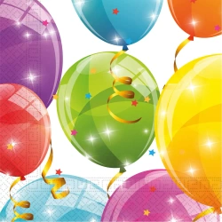 Zweilagige Servietten „Sparkling Balloons“, 33 x 33 cm, 20 Stück