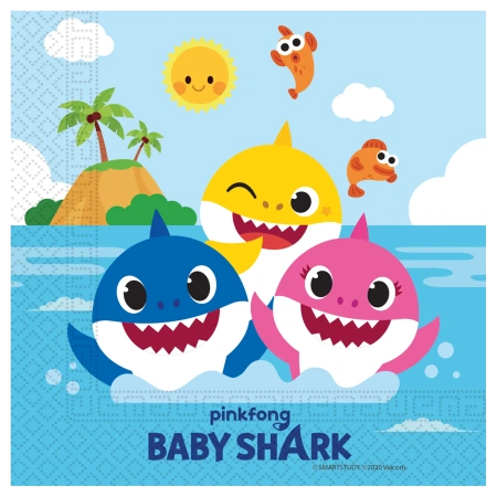 Zweilagige Servietten „Baby Shark“, 33 x 33 cm, 20 Stück