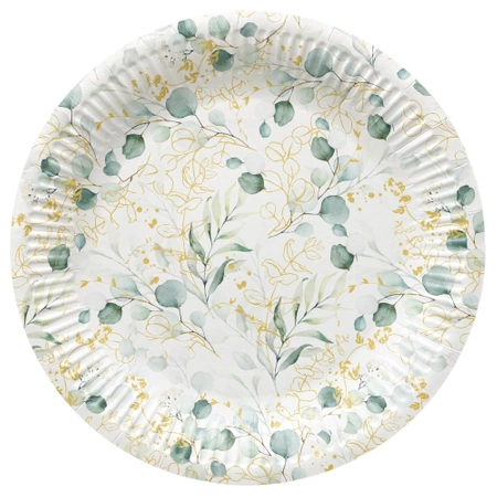 Runder Pappteller „Eucalyptus“, Durchmesser 23 cm, 8 Stück