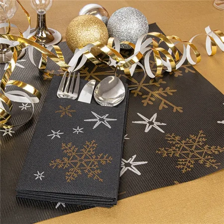 Premium Airlaid-Besteckhüllen „Christmas Night“, 40 x 40 cm, 50 Stück
