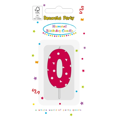 Geburtstagskerze „0“ in Rosa, 1 Stück