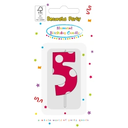 Geburtstagskerze „5“ in Rosa, 1 Stück