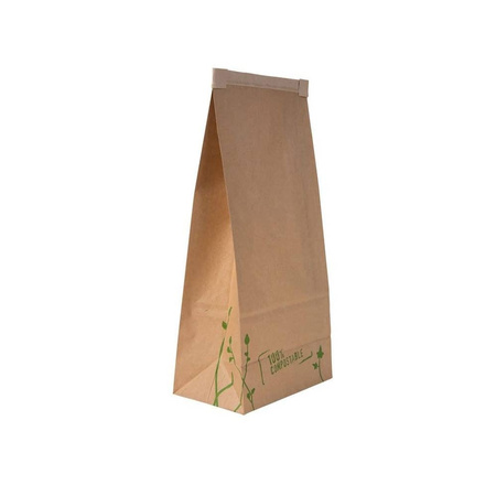 Papiertüte mit PLA-Fenster, 2500 ml, 11,5 x 7 x 25 cm, 50 Stück
