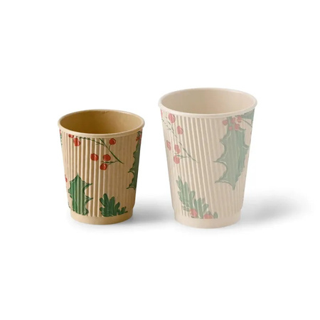 Wellpappe-Pappbecher, Dispersionsbeschichtung, „Christmas“, 250 ml, Durchmesser 80 mm, 25 Stück