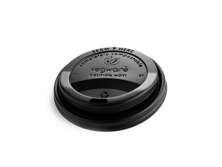 C-PLA-Deckel für Becher, schwarz, Durchmesser 90 mm, 50 Stück