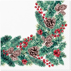 3-lagige Servietten „Winter Branches“, 1/4, 33 x 33 cm, 20 Stück