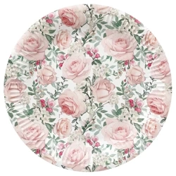 Runder Pappteller „Roses“, Durchmesser 23 cm, 8 Stück