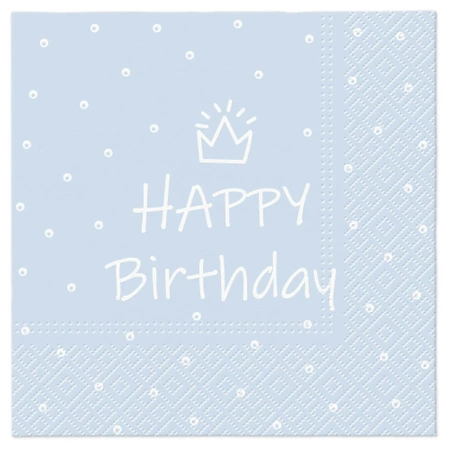 3-lagige Servietten „Birthday Blue“, 1/4, 33 x 33 cm, 20 Stück