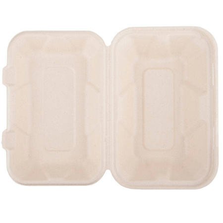 Zuckerrohr-Menübox, ungeteilt, zweilagig, 1000 ml, 22,7 x 15,2 x 7,6 cm, 50 Stück