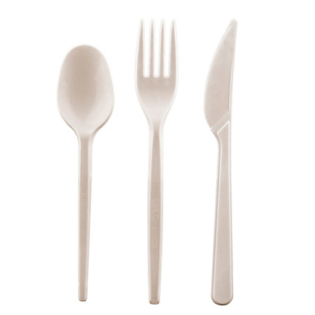 Messer aus Mater-Bi, beige, 17,5 cm, 25 Stück