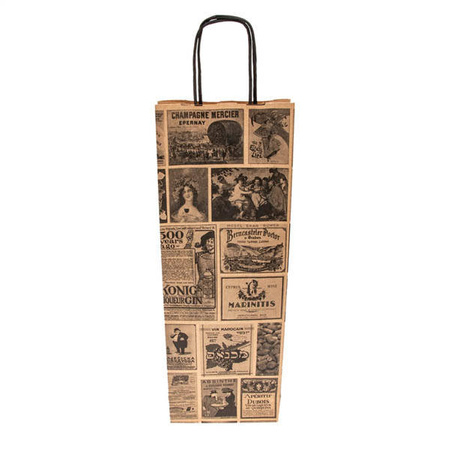 Papiertüten mit Tragegriff – für Flaschen, 14 + 8 x 40 cm, 10 Stück