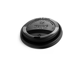 C-PLA-Deckel für Becher, schwarz, Durchmesser 90 mm, 50 Stück