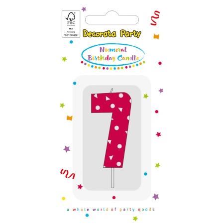 Geburtstagskerze „7“ in Rosa, 1 Stück