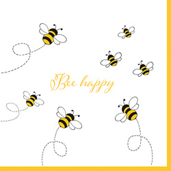 3-lagige Servietten „Bee Happy“ 1/4, 33 x 33 cm, 30 Stück
