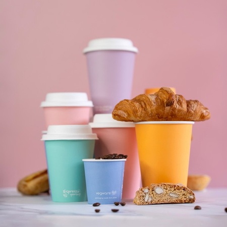 Vegware-Papierbecher in Pastelltönen, 350 ml, Durchmesser 90 mm, 50 Stück