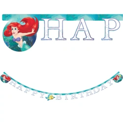 Geburtstagsbanner aus Papier „Ariel, die kleine Meerjungfrau“, 2 m, 1 Stück