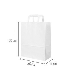 Weiße Papiertüte mit Tragegriff, 26 x 14 x 30 cm, 250 Stück