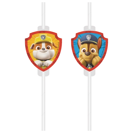 Papierstrohhalme „Paw Patrol“, 22 cm, 4 Stück