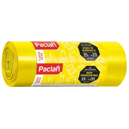 Gelbe Paclan-Säcke zur Mülltrennung (Kunststoff), 35 l, 50 x 60 cm, 20 Stück