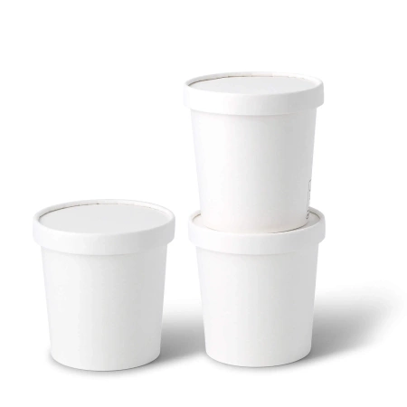 Weißer Pappbecher für Eis, 360 ml, Durchmesser 92 mm, 50 Stück