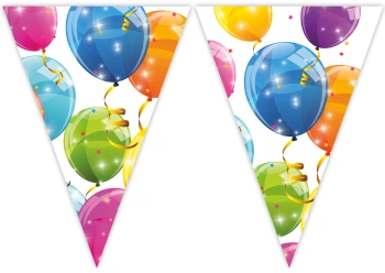 Wiederverwendbare Flaggengirlande „Sparkling Balloons“, 2,3 m, 1 Stück