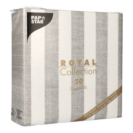 Servietten „Royal Collection Lines“, weiß-grau, 1/4, 3-lagig, 40 x 40 cm, 50 Stück