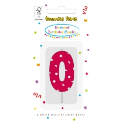 Geburtstagskerze „0“ in Rosa, 1 Stück