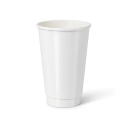 Weißer, doppelwandiger Papierbecher, glänzend, Dispersionsbeschichtung, 450 ml, Durchmesser 90 mm, 25 Stück