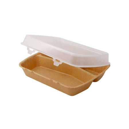 Wiederverwendbare dreiteilige Menüboxen, braun, 24,5 x 20 x 4,5 cm, 60 Stück