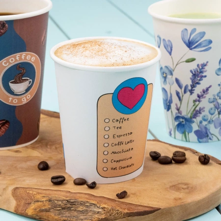 Papierbecher „Coffeelove“, 250 ml, Durchmesser 80 mm, 50 Stück