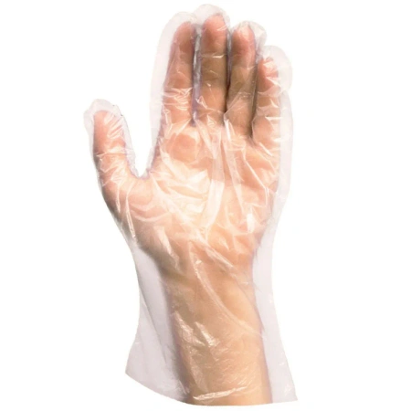 Transparente HDPE-Folienhandschuhe im Block, „M“, 100 Stück