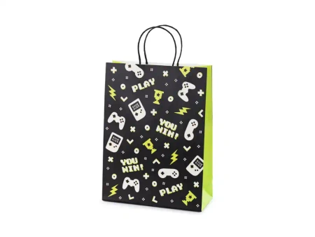 Geschenkpapiertüte „Gamepads“, 10 × 24 × 32 cm, 1 Stk.