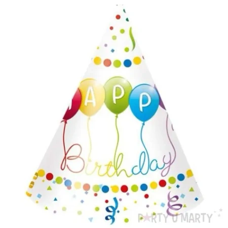 Papierhütchen „Happy Birthday“, 6 Stück