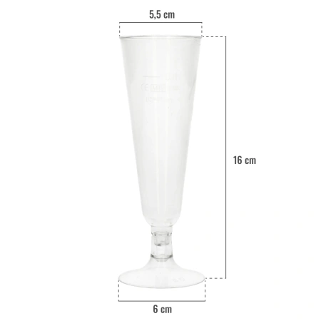 PLA-Champagnergläser, 100 ml, 5,5 x 16 cm, 24 Stück