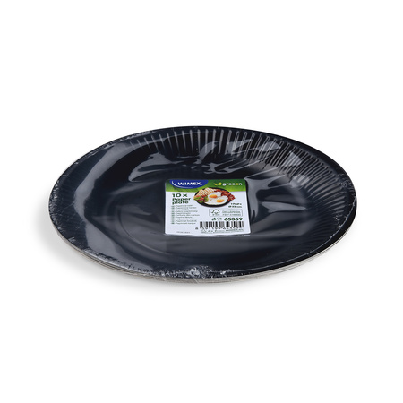 Runder Pappteller, schwarz, Durchmesser 23 cm, 10 Stück