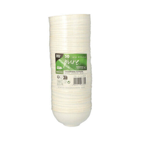 Behälter aus Zuckerrohr für Snacks/Soße/Dip, 65 ml, Durchmesser 7,2 cm, Höhe 3 cm, 50 Stück