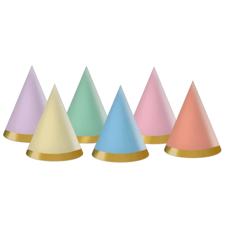 Papierhütchen „Pastel Party“, 6 Stück