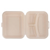 Dreiteilige, doppelwandige Menübox aus Zuckerrohr, 1500 ml, 24,1 x 21 x 4 cm, 50 Stück