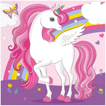 Zweilagige Servietten „Unicorn“, 33 x 33 cm, 20 Stück
