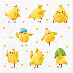 3-lagige Servietten „Crazy Chickens“, 1/4, 33 x 33 cm, 20 Stück