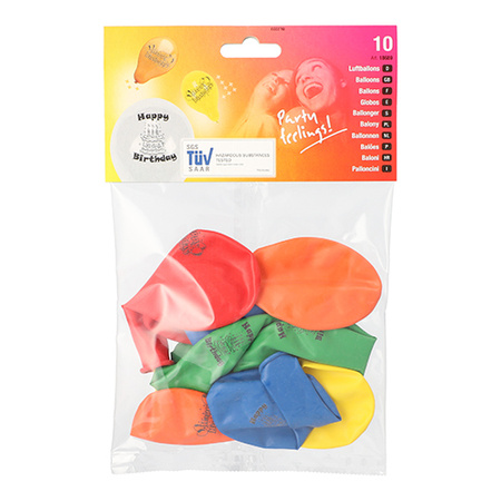 „Happy Birthday“-Luftballons, Mix, 22 cm, 10 Stück