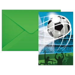 Einladungskarten mit Umschlag „Fußball“, 6 Stück