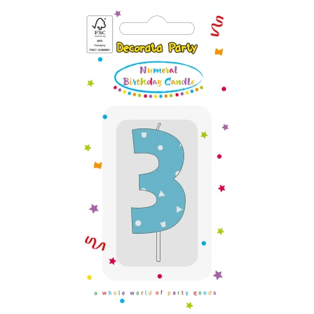 Geburtstagskerze „3“ (blau), 1 Stück