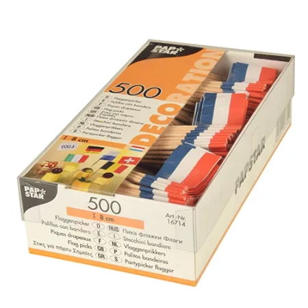 Party-Zahnstocher mit niederländischer Flagge, Länge 8 cm, 500 Stück