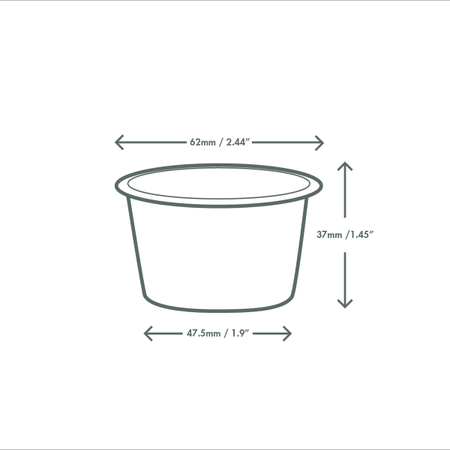 Kraftpapierbehälter für Soße, Dispersion, 70 ml, Durchmesser 62 mm, 50 Stück