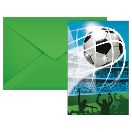 Einladungskarten mit Umschlag „Fußball“, 6 Stück